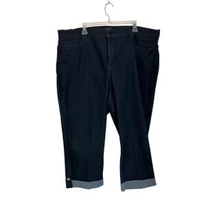 NYDJ Crop Lift Tuck Technology Cuff Dark Blue Slimming Jeans Size 22W